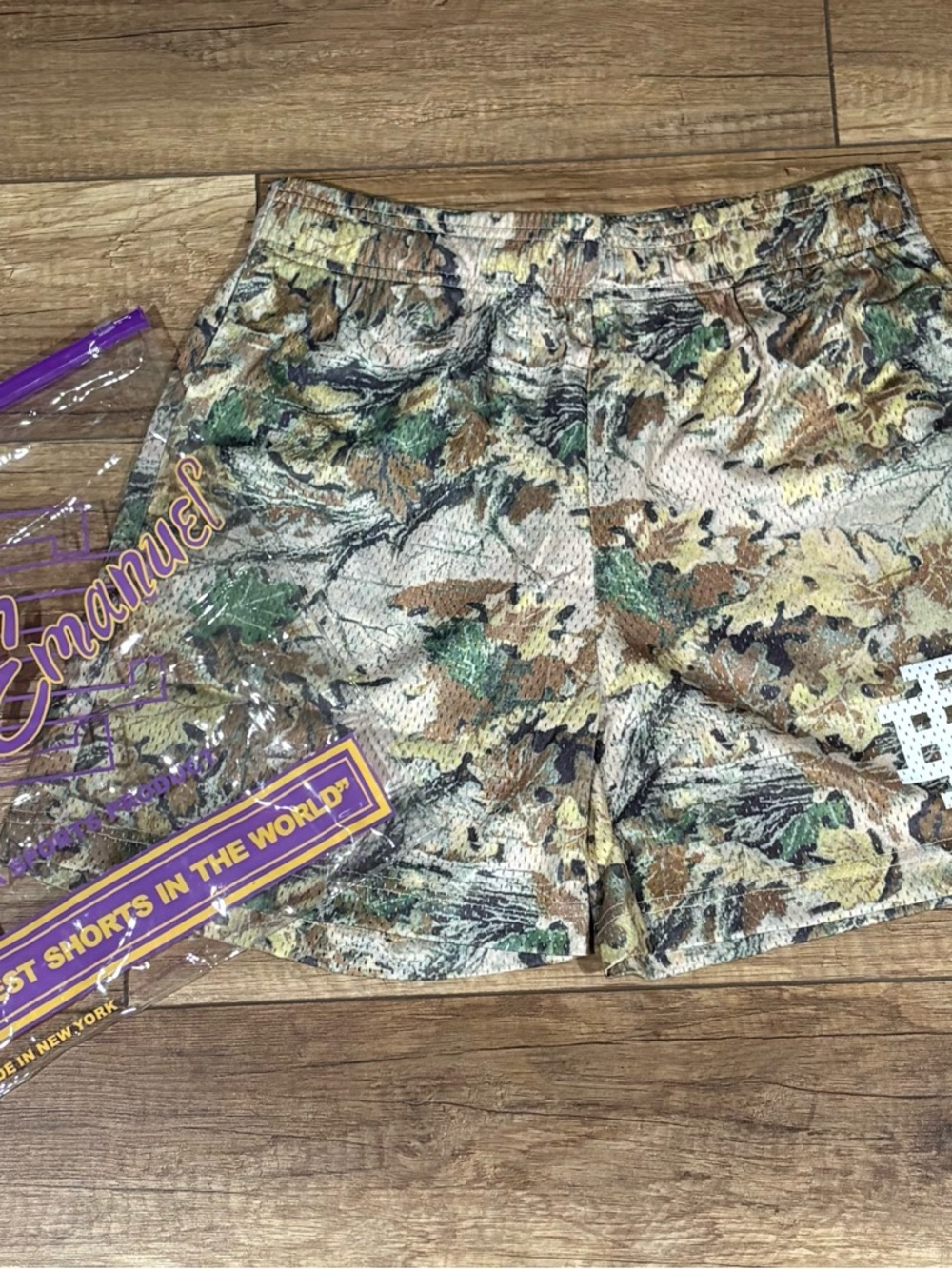 Eric Emanuel Camo Leaf Athletic EE Shorts - Green, Brown, Tan Mens Medium